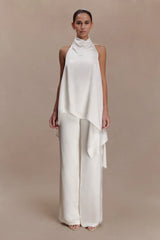 Sydney Straight Leg Satin Pants Ivory