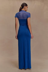 Wyatt Slinky And Mesh Maxi Dress Cobalt Blue