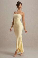 Capria Pale Lemon Bandeau Wrap Maxi Dress