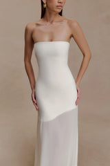Mason Crepe And Chiffon Maxi Dress Ivory