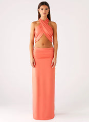 Elisabetta Maxi Skirt Coral