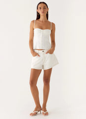 Owen A Line Denim Shorts White