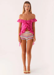 Dylan Off Shoulder Top Fuchsia
