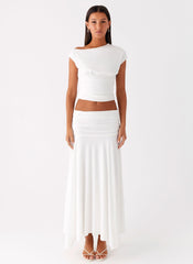 Liana Ruched Maxi Skirt White