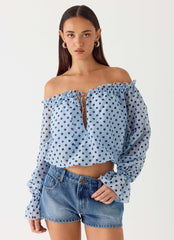 Tedara Top Blue Mocha Dot