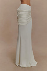 Irene Gathered Knit Maxi Skirt Ivory