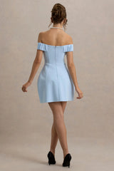 Lavender Powder Blue Sweetheart Mini Dress With Bow Detail
