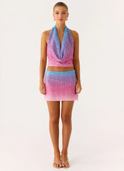 One More Time Sequin Knit Mini Skirt Disco Ombre