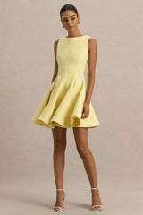 Gabrielle Lemon Boat Neck Skater Mini Dress
