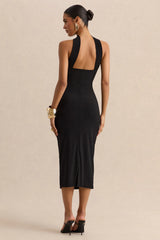 Amariah Black Bandeau Midi Dress With Scarf Detail