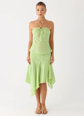 Teneika Beaded Flower Midi Skirt Lime