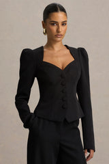 Olympia Black Sweetheart Neck Tailored Top