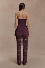 Trena Crochet Knit Pants Chocolate