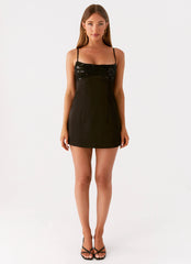 Zion Beaded Micro Mini Dress Black