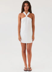 Keira Linen Micro Mini Dress White