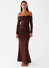Rudy Long Sleeve Maxi Dress Chocolate