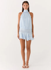 Willow Chiffon Mini Dress Blue