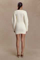 Billy Balloon Sleeve Knit Mini Dress Ivory