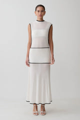 Aris Sleeveless Sheer Maxi Dress Black White