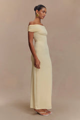 Imogen Off Shoulder Slinky Maxi Dress Lemon