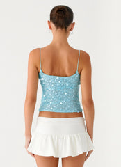 French Exit Sequin Top Blue