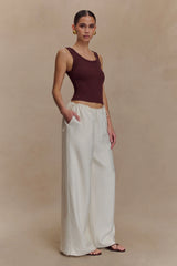 Callum Drawstring Straight Leg Pants White