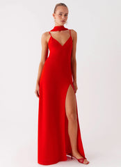 Yorke Scarf Maxi Dress Raspberry Red