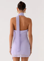 Melisande Scarf Neck Mini Dress Lavender