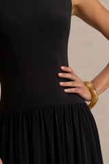 Rosalita Black Crew Neck Maxi Dress With Drop Waist