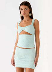 Lea Lace Mini Skirt Blue