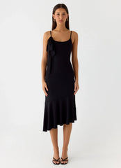 Tranquility Asymmetric Midi Dress Black