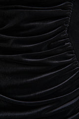 Jovita Black Velvet Cowl Neck Maxi Dress With Gathered Detailing