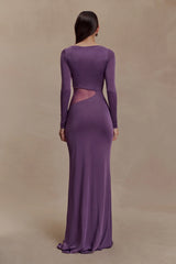 Megan Slinky And Mesh Maxi Dress Purple