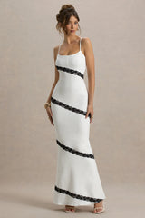 Elizabeth White Black Strappy Lace Trimmed Maxi Dress