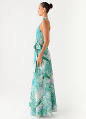 So Chic Maxi Dress Green Paisley