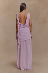 Daria Draped Chiffon Maxi Dress Light Lilac