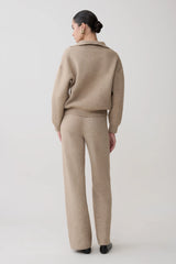 Evan Knit Wide Leg Pants Beige Marle