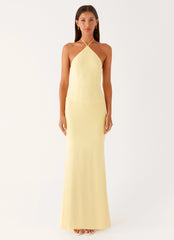 Fiesta Halter Maxi Dress Sunny Yellow