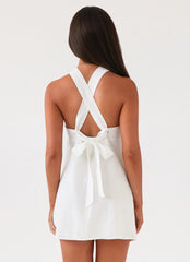 Keira Linen Micro Mini Dress White