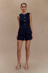 Abel Denim Button Up Top Indigo Blue