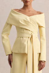 Empress Lemon Bardot Neck Tailored Top