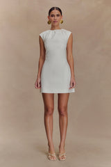 Ariana Pleated Neck Mini Dress Ivory