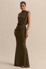 Umaira Khaki High Neck Maxi Dress