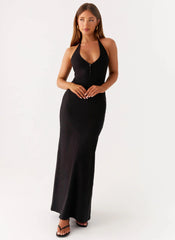 Yaselle Button Front Maxi Dress Black