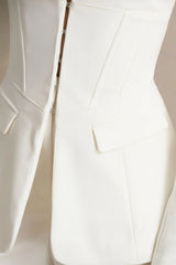 Unbeaten White Fitted Corset Blazer Jacket