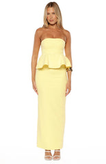 Olina Yellow Crepe Strapless Top