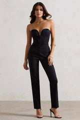 Camden Black Corset Style Tailored Straight Leg Jumpsuit