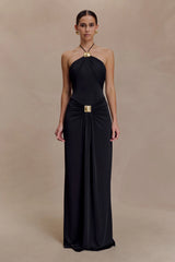 Quincy Halter Maxi Dress With Hardware Black