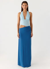 Saresther Halter Neck Maxi Dress Blue