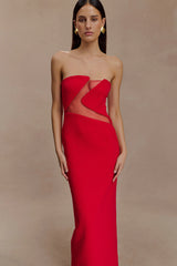 Lianne Strapless Maxi Dress Red